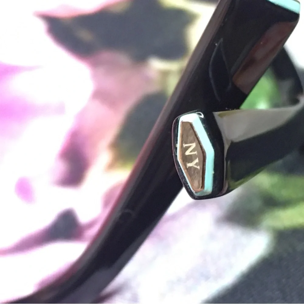 Tiffany & Co Gold & Black polished cat eye Crystal encrusted T frames glasses